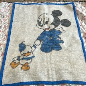 Vintage 80’s Disney Mickey Mouse Crib Baby Blanket Biederlack Acrylic 1984